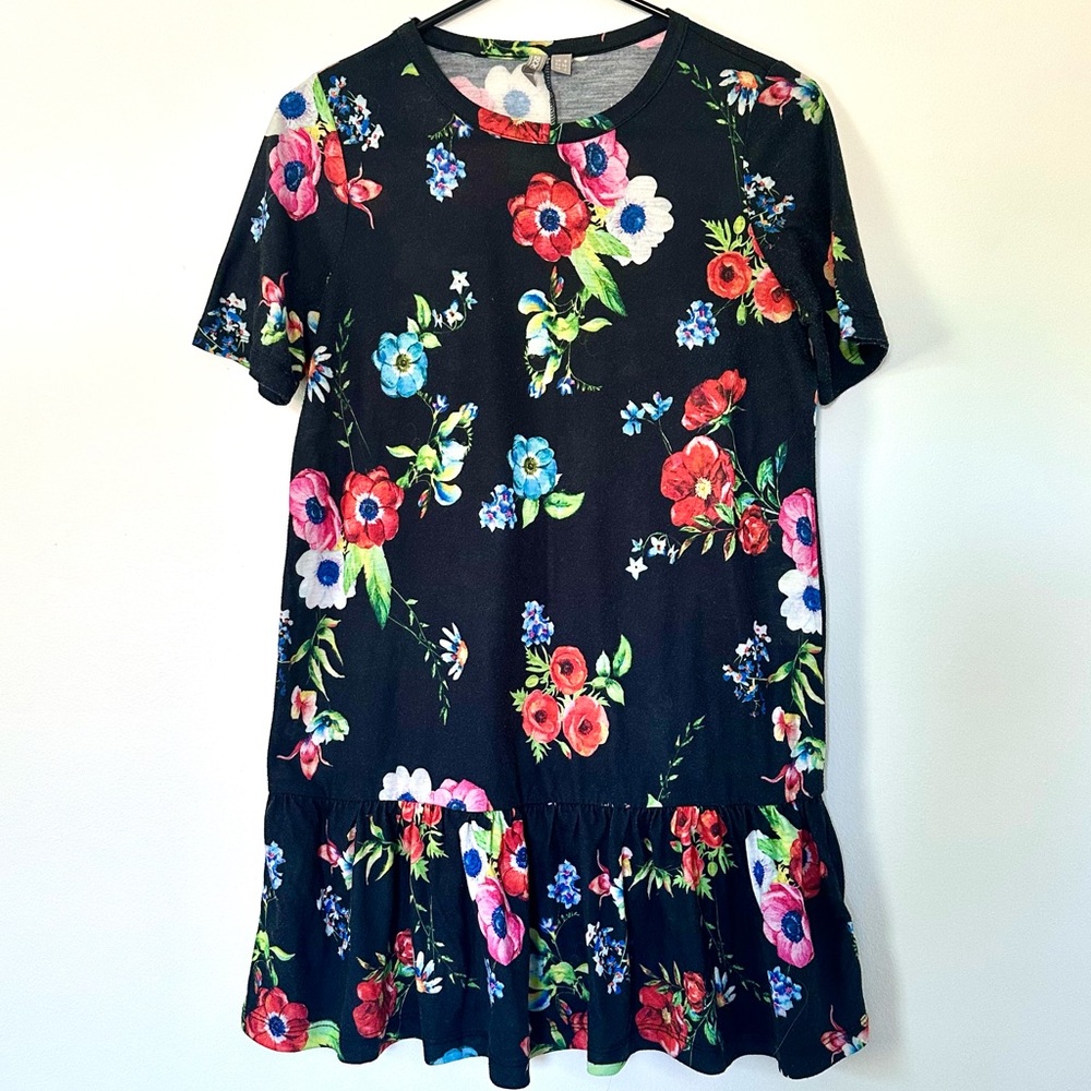 asos floral drop waist casual summer dress size small